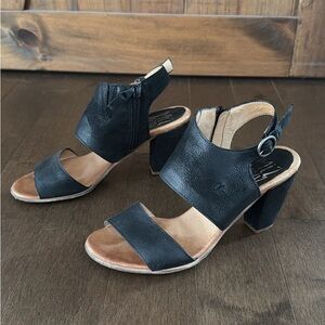 Miz Mooz Black Leather Heeled Sandals